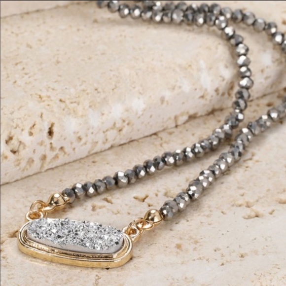 No. 3 Jewelry - No. 3 Druzy Necklace Silver